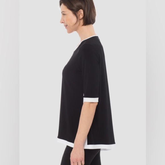 Joseph Ribkoff Black and White Tunic Asymmetrical Hem Size 10 - Picture 2 of 13